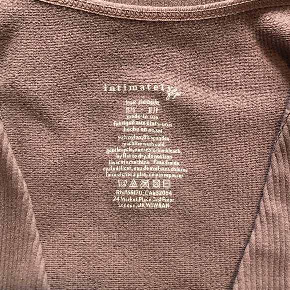 Free People Meg Seamless V Neck Bodysuit In Ash Brown. NWT!Sz XS/S & M/L - Picture 9 of 9